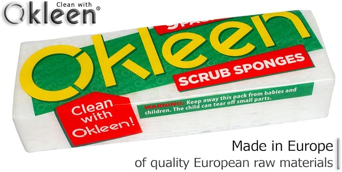 White Multi Use Scrub Sponges. Made in Europe. 9 Pack, 4.3x2.8x1.4 inches. - Image 2