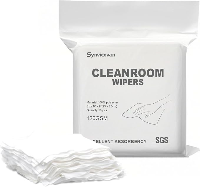 Cleanroom Wipers 9"x9" Double Knit 100% Lint Free Cloths by Synvicovan