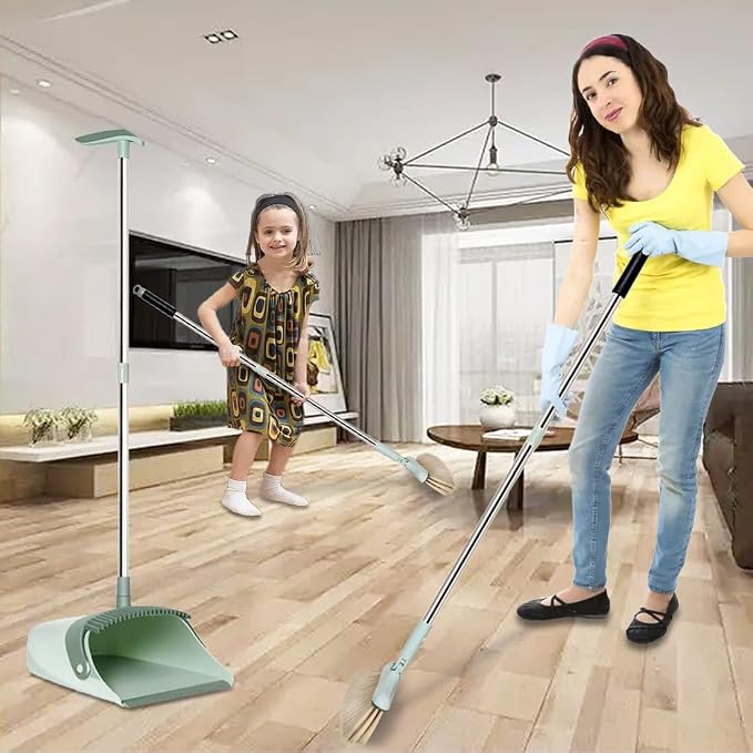 Broom and Dustpan Set for Home, Long Handle Dust Pan and Broom Combo for Indoor - Image 8