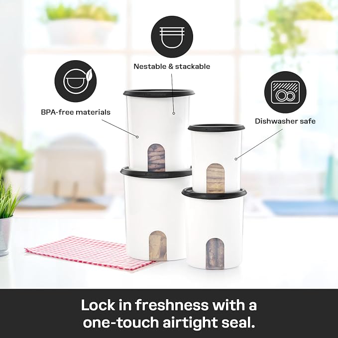 Tupperware One Touch Reminder Canisters 4 Canister Food Storage Set, Dishwasher - Image 4