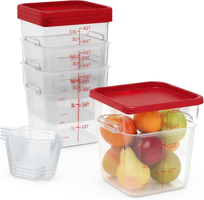 4 Pack 4 Quart Square Clear Food Storage Containers - Image 8