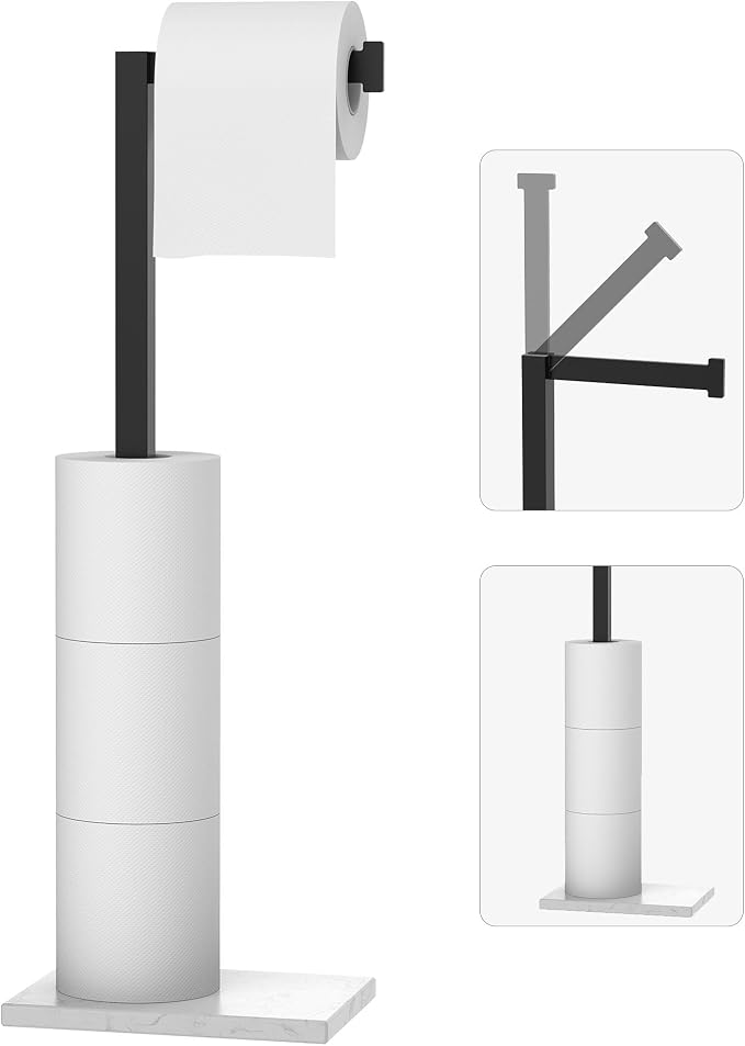 Free Standing Toilet Paper Holder Stand Matte Black SUS 304 Stainless Steel by HOMEMYSTIQUE
