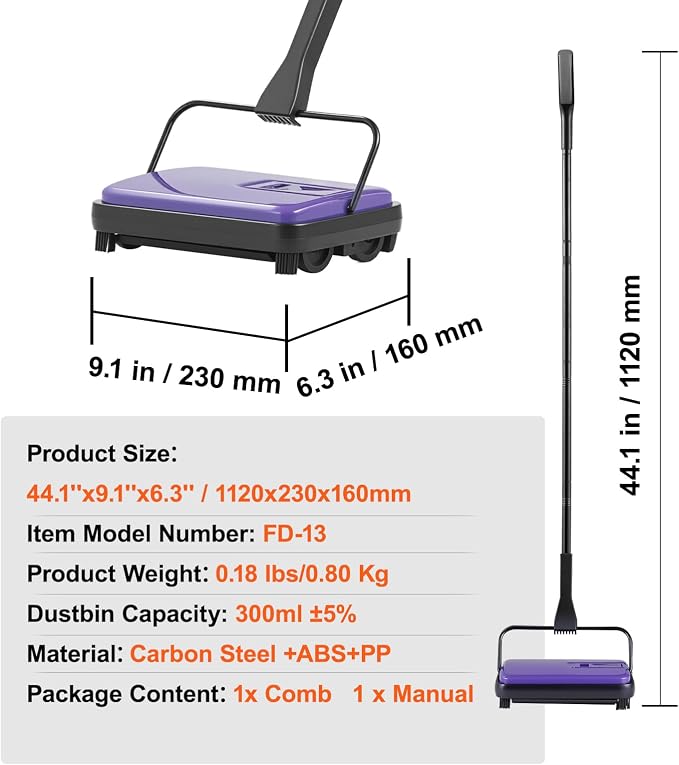 VEVOR Carpet Sweeper Manual, Floor Sweeper - Image 7