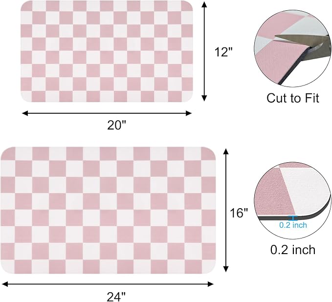 Checkered Dish Drying Mat for Kitchen Counter, Absorbent Non-Slip Coffee Mat - Image 2