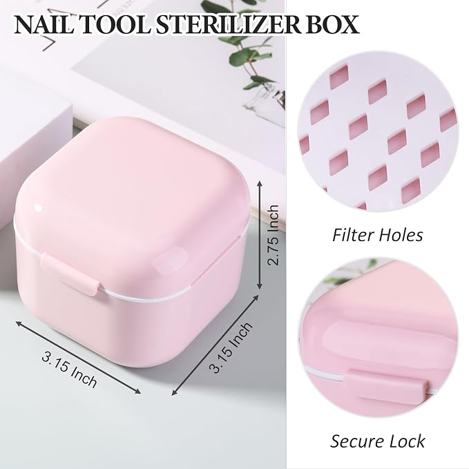 1Pc Plastic Nail Tool Sterilizer Box Nail Drill Bits Cleaning Box Polishing - Image 2