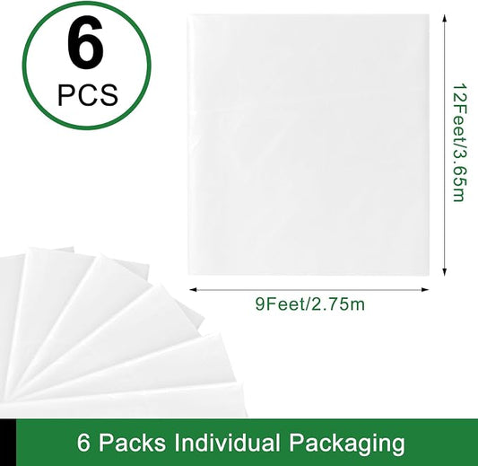 6-Pack 9x12 ft Painter Plastic Drop Cloths Sheet, Waterproof Anti-dust Cover - Image 2