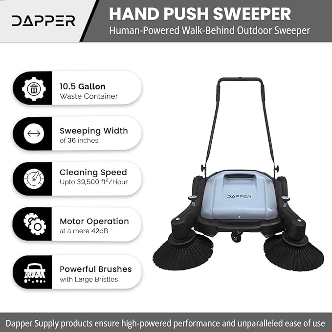 Walk-Behind Outdoor Hand Push Floor Sweeper - Image 3