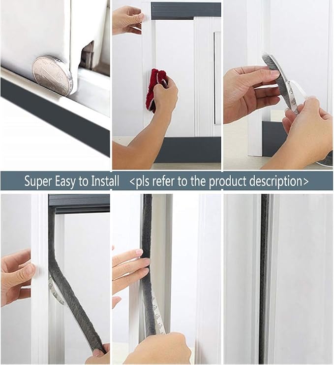 Brush Weather Stripping for Sliding Windows/Doors Frame Side, Pile Self - Image 6