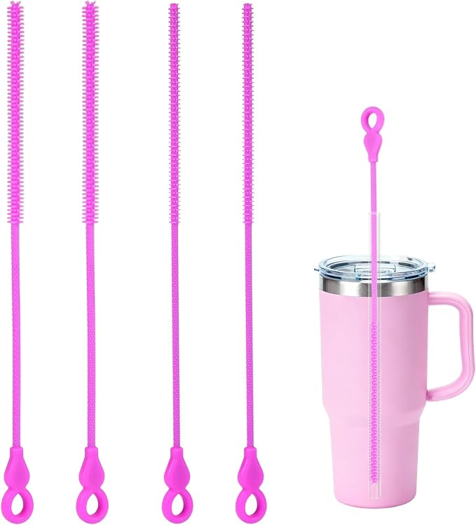 Silicone Straw Cleaner Brush, 4-Piece Reusable Straw Brush Set by Unknown