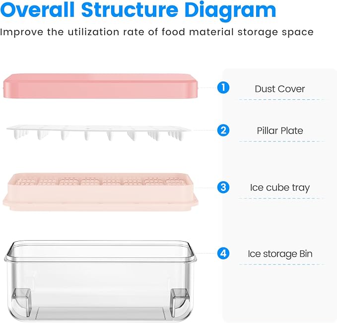 Ice Cube Tray with Lid and Bin, Ice Trays - Image 6