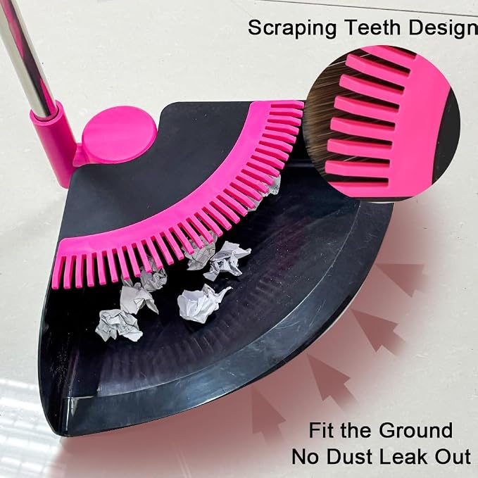 Triangular Indoor Broom and Dustpan Comb Set, 180° Rotating, Soft Bristle Long - Image 6