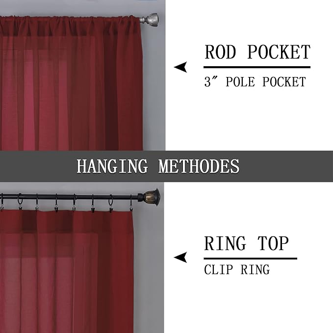 Tollpiz Sheer Curtain Linen Textured Living Room Curtains Sheer Light Filtering - Image 5