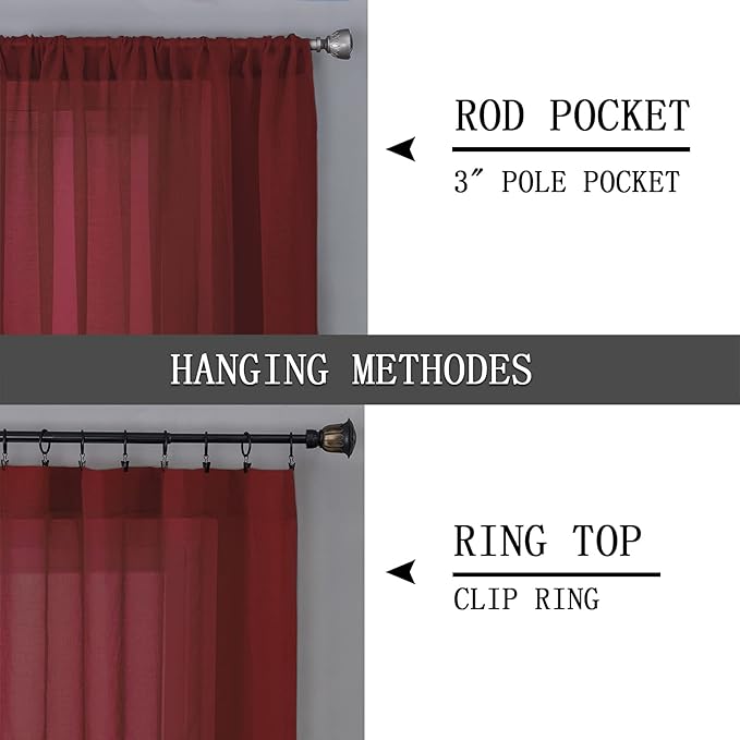 Tollpiz Sheer Curtains Linen Textured Living Room Curtain Sheers Light - Image 5