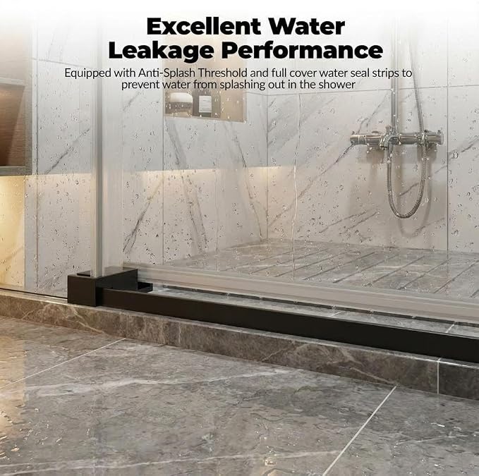 Frameless Sliding Shower Door, 56-60 Inches Wide x 76 Inches High, 1/4 Inch - Image 4