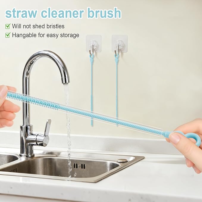 Silicone Straw Cleaner Brush, 4-Piece Reusable Straw Brush Set - Image 2