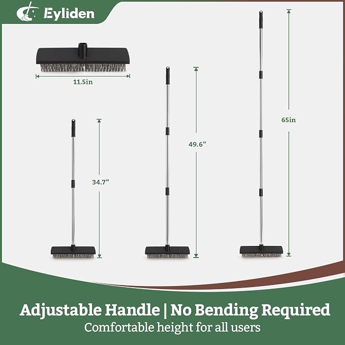 Eyliden Push Broom, Heavy Duty Moss Wire Scrub Brush - Image 2