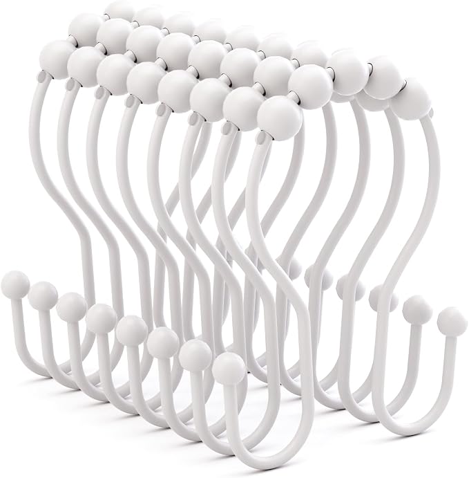 White Shower Curtain Hooks and Rings by Bathway