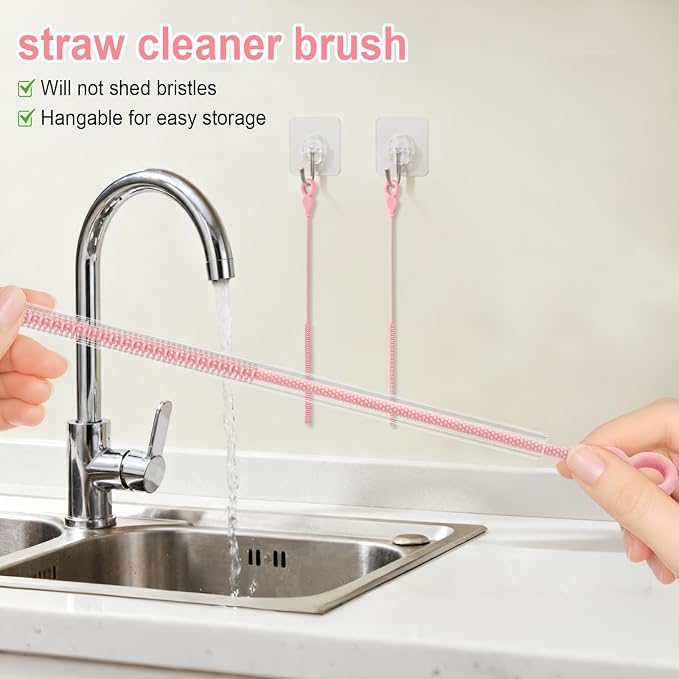 Silicone Straw Cleaner Brush, 4-Piece Reusable Straw Brush Set - Image 2
