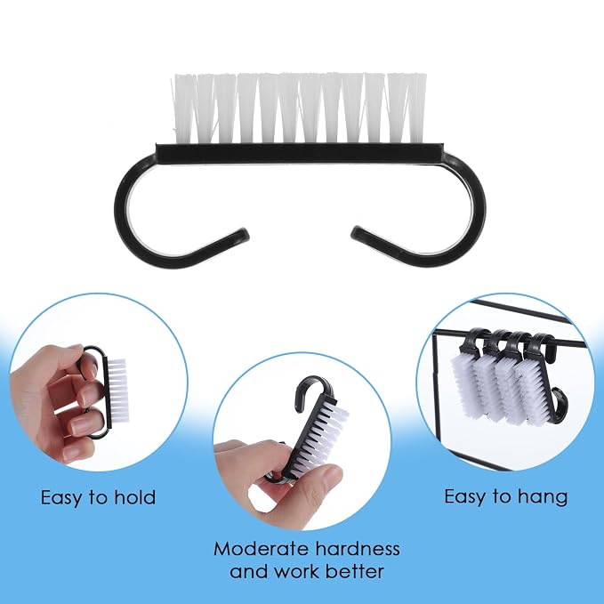 20 PCS Handle Grip Nail Brush Cleaner Black Nail Cleaning Brush Nylon - Image 2