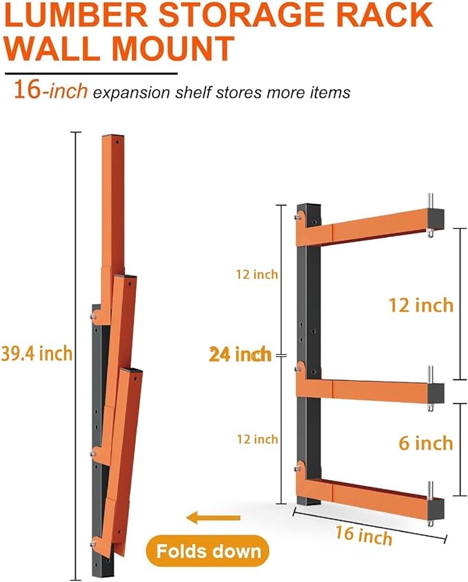 Lumber Storage Rack Wall-Mounted Lumber Racks Heavy Duty Wood Storage Rack - Image 2