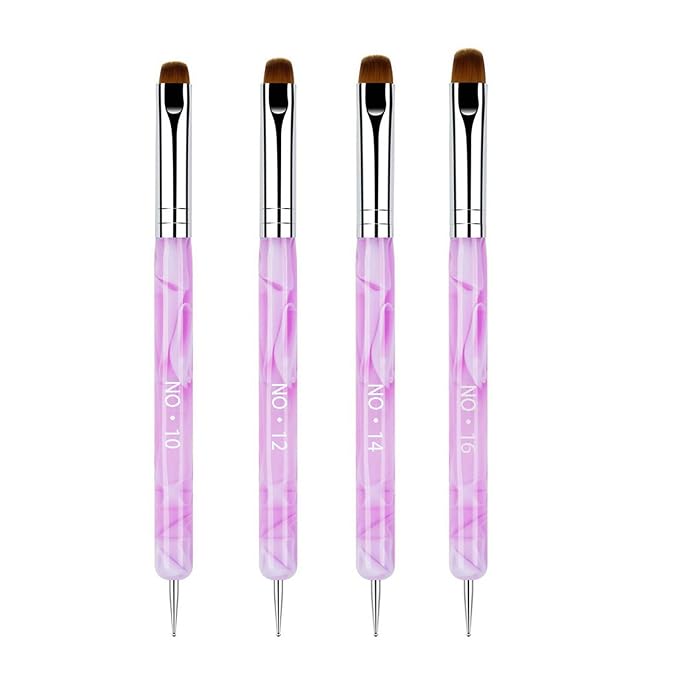 4Pcs Professional Nail Art Brushes Set, French Tip Brush & Nail Polish Clean Up by Unknown
