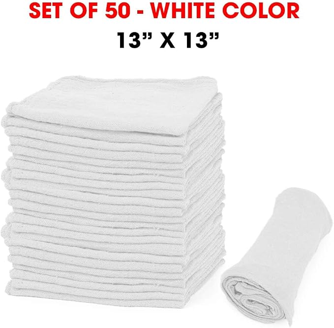 Shop Towels – Pack of 50 Reusable Cleaning Rags – Durable Quality Cotton – 13" - Image 8
