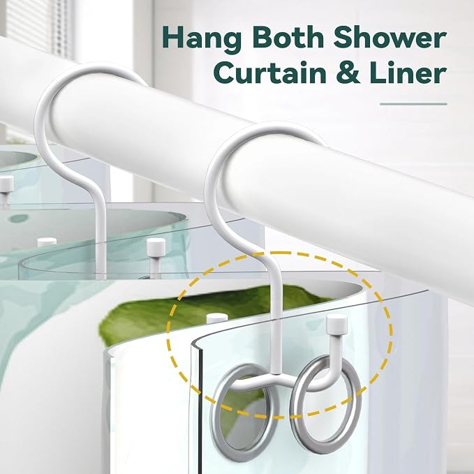 Goowin Shower Curtain Hooks, Shower Curtain Rings, Durable Shower Curtain - Image 5