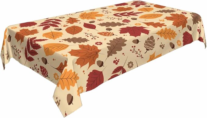 Fall Leaves Table Cloth 52x70 Maple Brown Autumn Pine Nut Harvest Tablecloth - Image 2