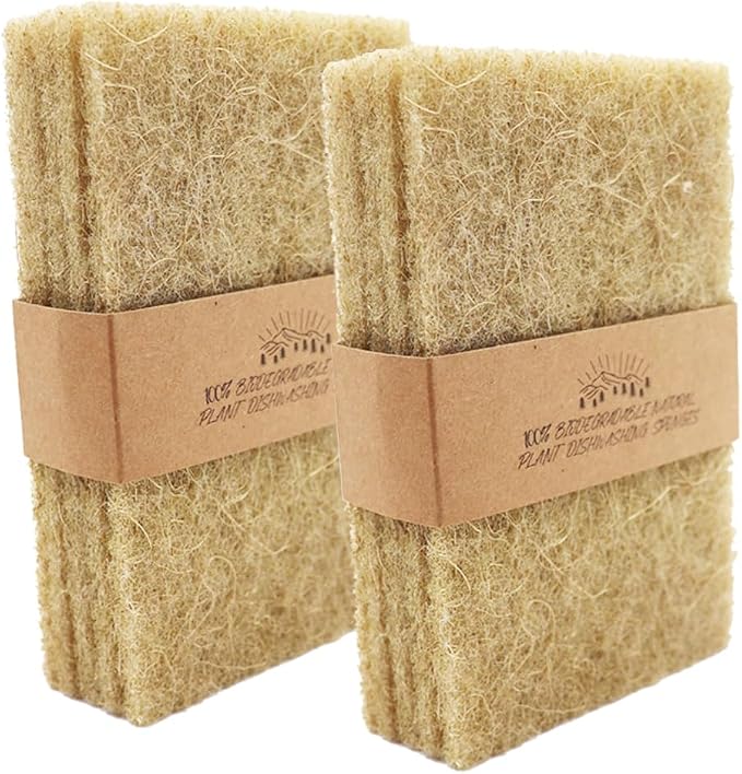 Natural Scouring Pads 10 Pack- Dish Scrubber Non-Scratch Sisal Cleaning Scrub by HIFINECARE