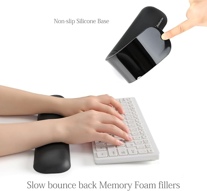 UnivoColors Design-Wave Keyboard Wrist Rest, Artificial Sheepskin+Memory - Image 4