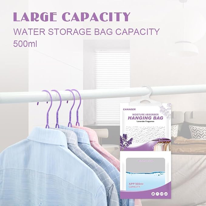 CANAGER Hanging Moisture Absorber, Lavender Vanilla Moistureproof Hanging Bag - Image 3