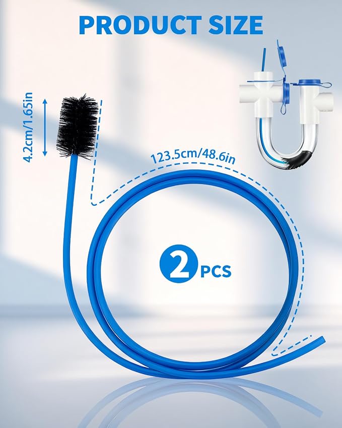 2 PCS Condensate Trap Flexible Drain Brush, 48 Inch Drain Line Cleaning Brush - Image 2