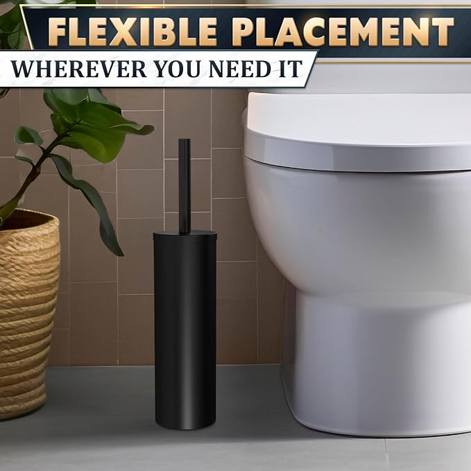 2 PCS Black Toilet Brush and Holder Set - Image 9
