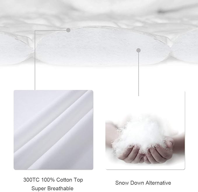 LEISURE TOWN Mattress Pad Queen Size Soft Cotton Mattress Cover,Quilted Fitted Mattress Topper with Deep Pocket fits 8-21 inch Mattress,Breathable Fluffy Pillow Top,Cooling Mattress Protector, Grey