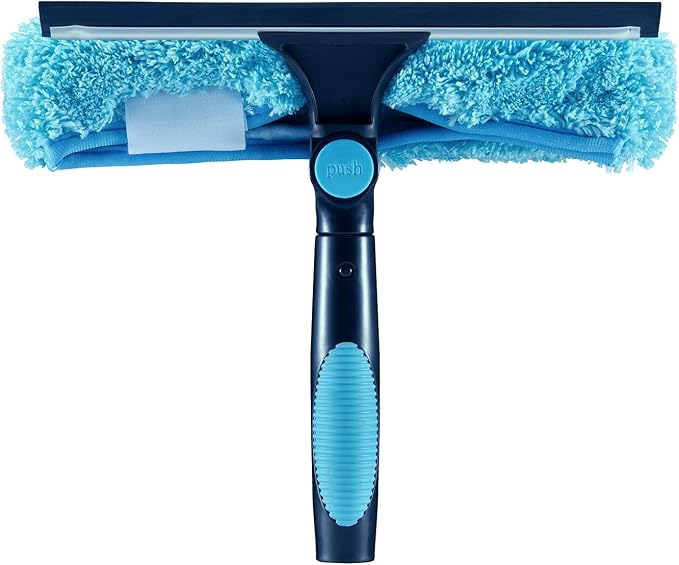 11" Window Squeegee and Microfiber Scrubber 2-in-1 Combo Cleaning Tools by HICAVAR