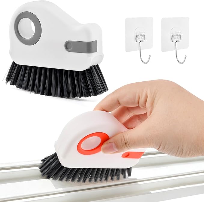 2Pcs Window Track Cleaner with Hard Bristle Brush & Scraper, 2-in-1 Groove - Image 2