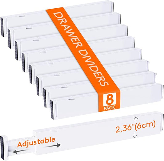 Lifewit 8 Pack Kitchen Drawer Dividers 2.36" High, Plastic Expandable by Lifewit