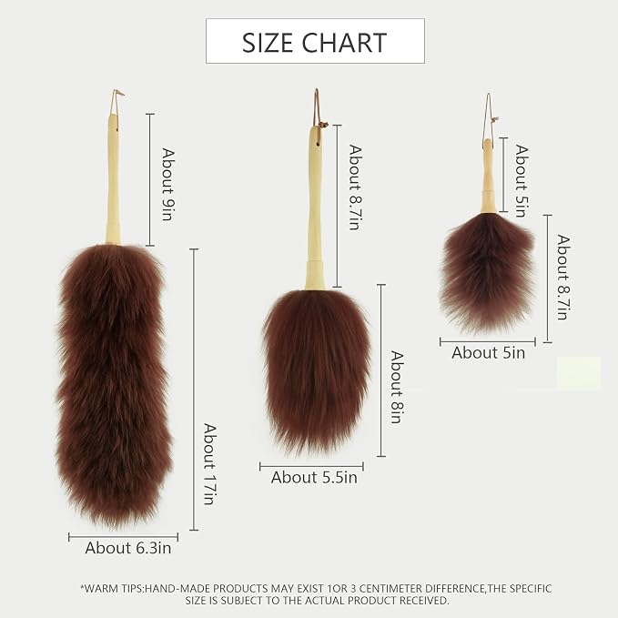 Lambswool Duster 16'' Length Solid Wooden Handle Leather Hang Strap - Image 2