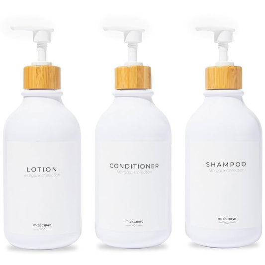 MaisoNovo Refillable Shampoo and Conditioner Bottles | 16.9 fl oz Set of 3 by MaisoNovo-TheArtofSustainableLiving