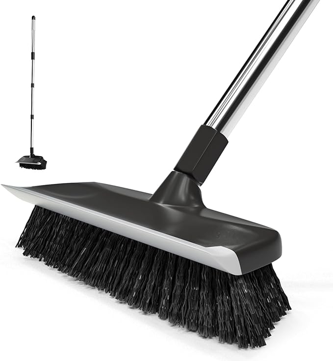 ITTAR Scrub Brush with Long Handle, Heavy-Duty Floor Cleaning Brush, 2-in-1 by ITTAR