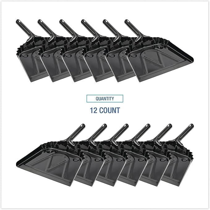 Boardwalk 04212 Metal Dust Pan 12" Wide 2" Handle Black 12/Carton - Image 5