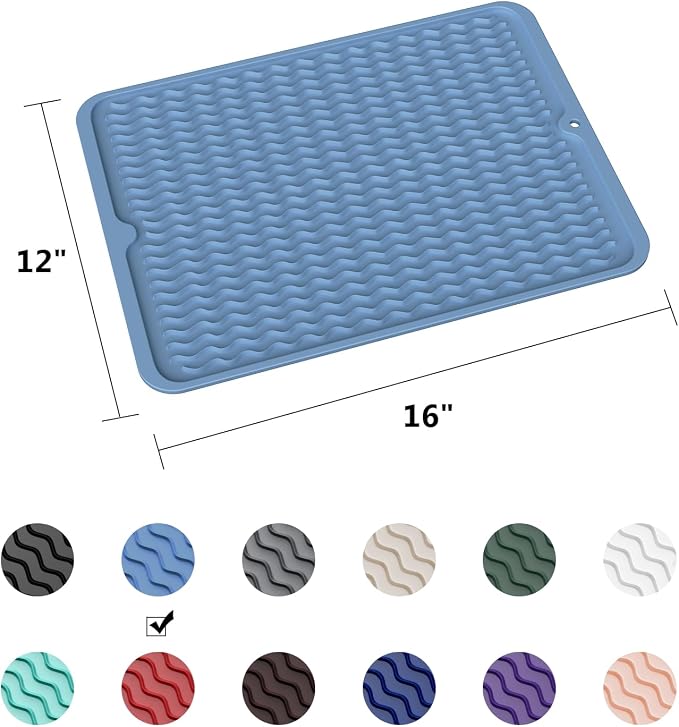 ZLR Silicone Dish Drying Mat for Kitchen Counter, Eco-Friendly Fast Dry Dish Mat - Image 6