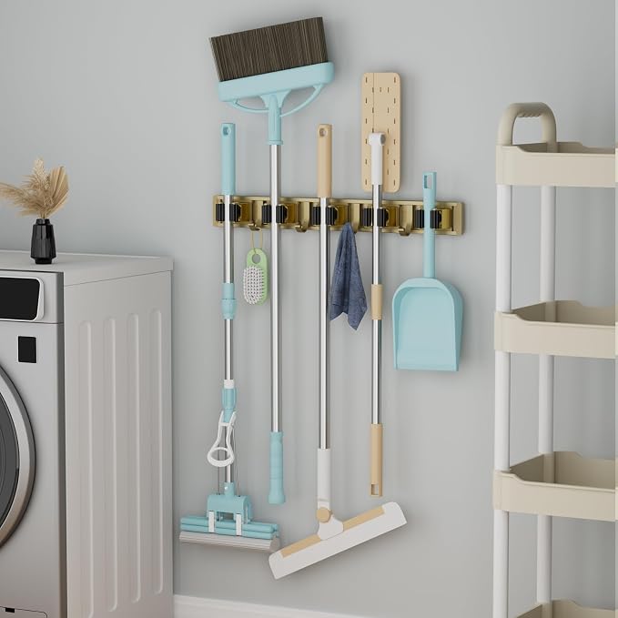 reliahom Broom Holder Wall Mount, 5 Racks - Image 5