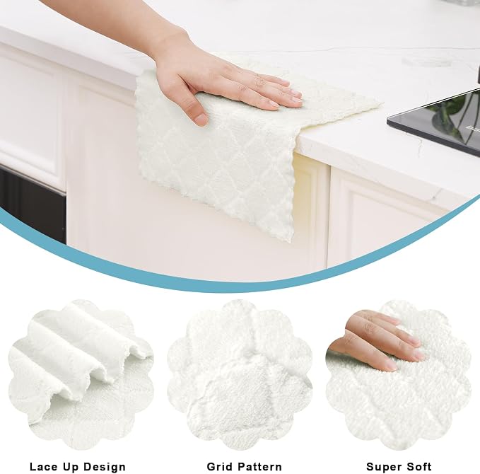 Homaxy 12 Pack Kitchen Dish Cloths, Super Soft and Absorbent Coral Velvet Dish - Image 2