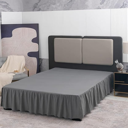 Grey Bed Skirt Queen Size Ruffled Bed Skirt with Split Corners, Queen Bed Skirt 14 Inch Drop, TSUTOMI Queen Size Bed Skirt Grey for Ruffled Bed Skirt with Split Corners, Bed Skirt Queen Size