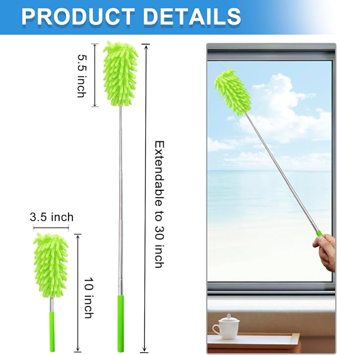2 Pack Extendable Microfiber Feather Duster - Image 2