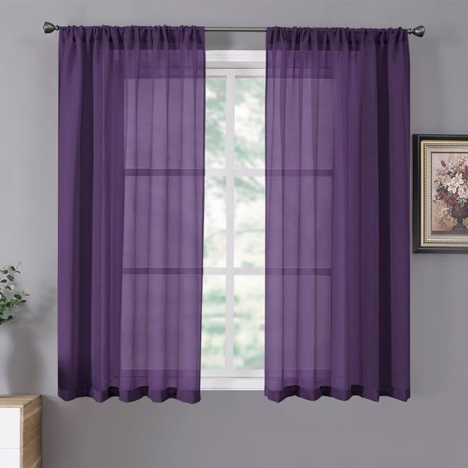 Tollpiz Short Sheer Curtains Living Room Linen Textured Curtain Sheers Light by Tollpiz
