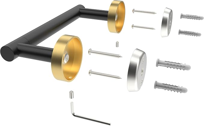 Black and Gold Toilet Paper Holder SUS304 Stainless Steel Double Post Pivoting - Image 5