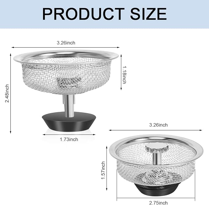 Kitchen Sink Strainer with Handle and Stopper Replacement Kitchen Sink Drain - Image 5