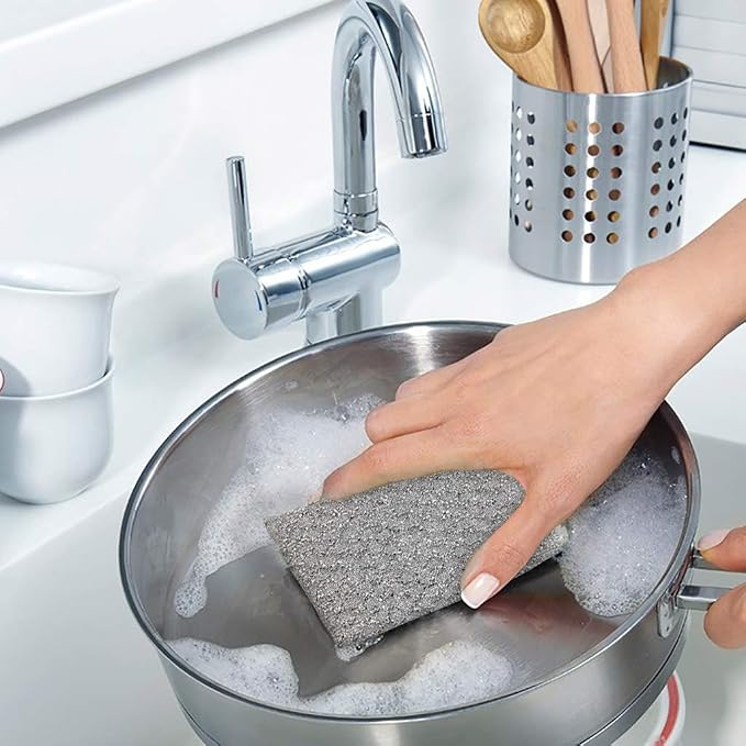 Gold and Silver Kitchen Sponge Scrubber, Heavy Duty Metallic Sink, Dish Washing - Image 5